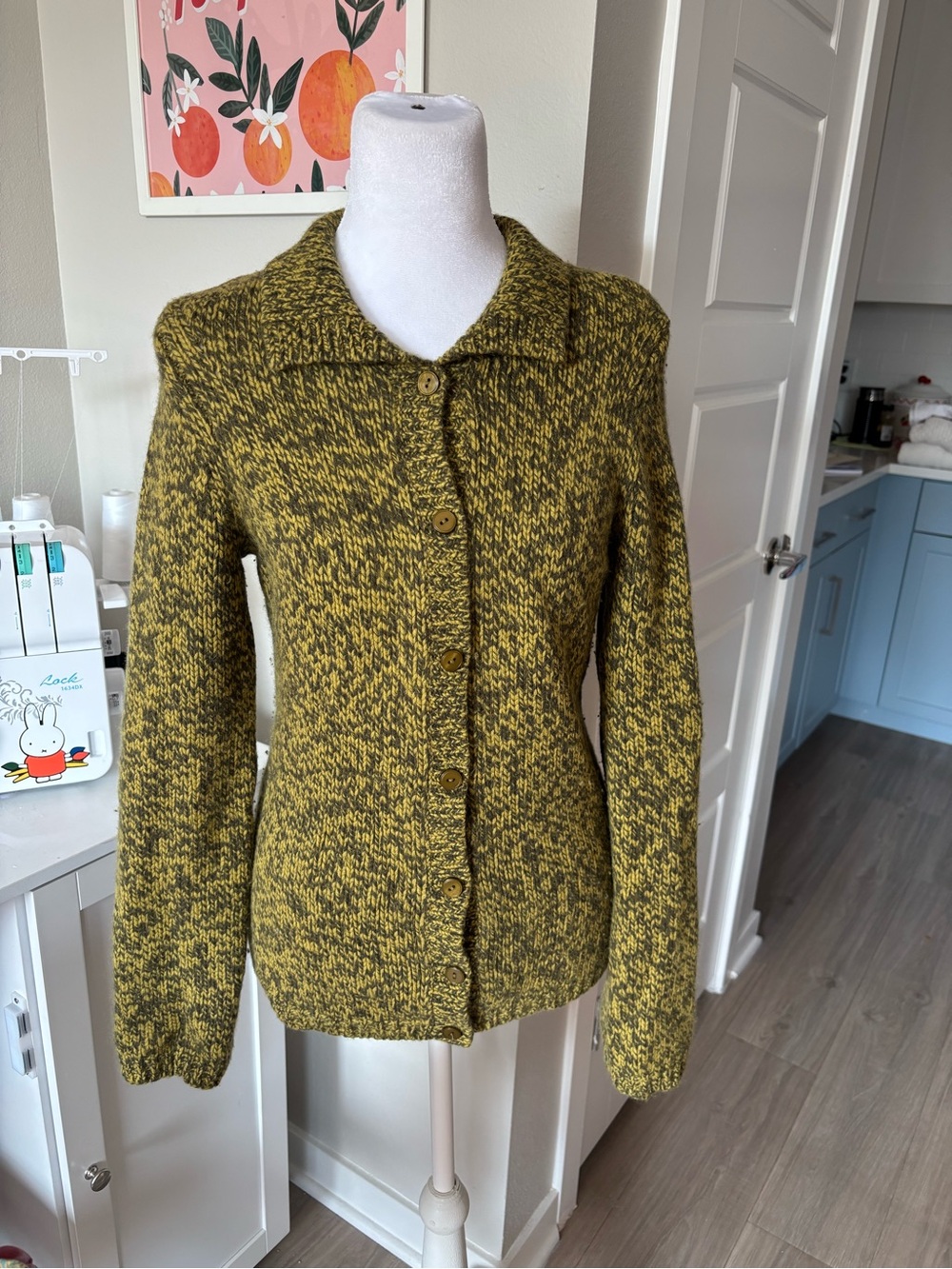 Jones Wear Olive and Black Marled Teddy Cardigan